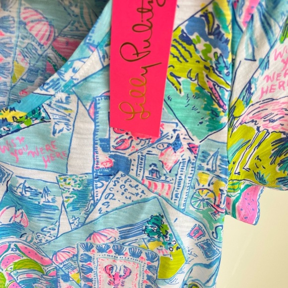 NWT Lilly Pulitzer WISH YOU WERE HERE Etta Tee Shirt - Picture 6 of 11